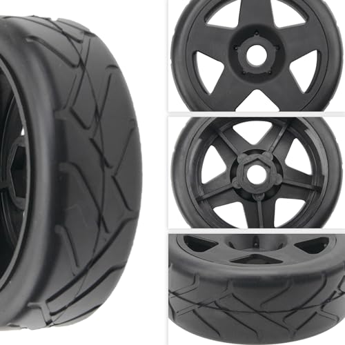 4Pack Vgoohobby 17mm RC Wheels and Tires 104mm 1/8 Off Road Buggy Rubber Street Tires Compatible with Arrma Typhon Talion 6S Redcat Tamiya HPI Losi Kyosho Hobao 1/8 RC Off Road Buggy (5 Spoke) - color: 5 Spoke