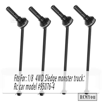RC Drive Shaft CVD Upgrades Part for 1/8 Sledge 4WD #95076-4, 4pcs Front Rear Harden Steel #45 Hops Up for 1/8 4WD Sledge Monster Truck 95076-4,Black - color: Black