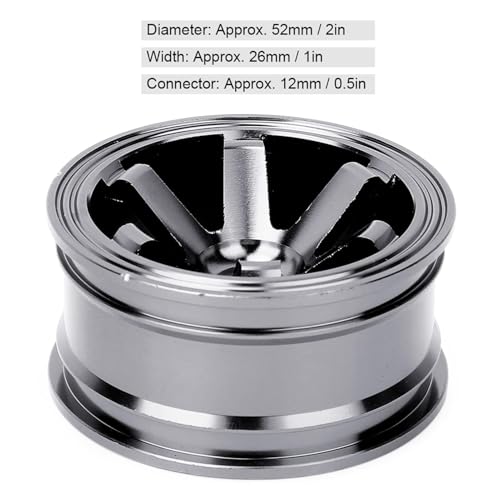 HERCHR RC Wheel Rims Set, 12mm Hex Hub Aluminum Alloy On Road Wheels Rims Metal for 1/10 Scale RC Crawler Car Touring Drift Street Tyres Wheels Accessory(Black) - color: Black