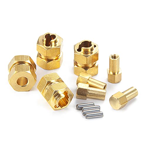 Brass 7mm Wheels Hex Hub 4mm Extension Hex Drive Adapter for 1/24 Axial SCX24 90081 RC Crawler Car Upgrades Accessories