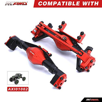 RCAWD Rear & Steering Axle Assembled & Front & Rear Axle Housing Without Gears Upgrades for 1/18 Axial UTB18 Capra Trail Buggy Crawlers Aluminum Parts AXI218001 Red - color: Red