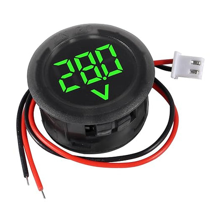 3pcs DC 4-100V LED Digital Display Circular Two-Wire Voltmeter DC Digital Voltmeter Head Display Reverse Connection Protection(Green) - color: Green