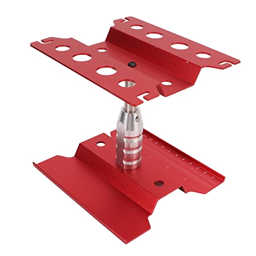 RC Car Repair Work Stand, Aluminum Alloy Durable Adjustable Height with Screw Tray Magnetic Pads for 1/8 1/10 1/12 1/16 Scale Remote Control Cars (Red) - color: Red