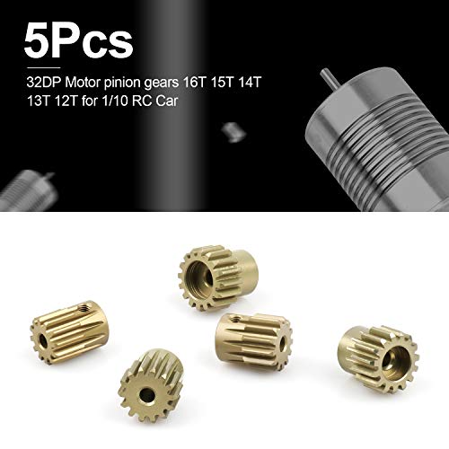 5PCS 32DP 540 Motor Pinion Gear 12T 13T 14T 15T 16T 3.175mm Shaft Pinion | Gears Replacement Parts Set Kit for 1/10 RC Car Brushless Brush Motor - color: Gold 32p 16t-20t