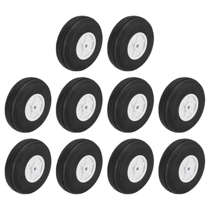 MECCANIXITY 10Pcs RC Airplane Wheels 2" OD Aircraft PU Rubber Tire Tail Airplanes Wheel Replacement for DIY Model Plane Helicopter Car - size: 2" OD