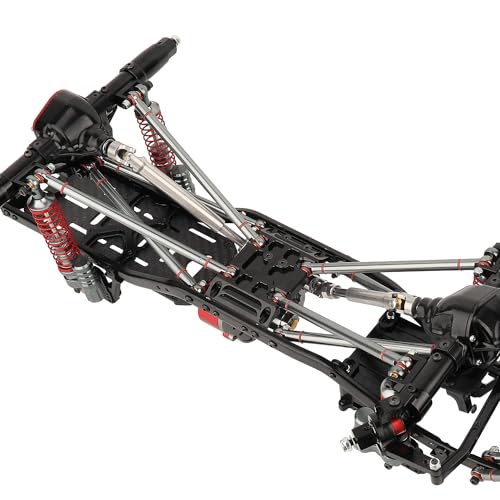 Metal Upgraded 6x6 RC Car Chassis Frame with 2 Front Steering Axles and Middle Axle Transmission 2 Battery Trays DIY for Axial SCX10 1/10 RC Crawler Car Parts (Without Wheels)
