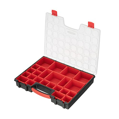 INTERTOOL Hardware Organizer with 24 Removable Bins - Small Parts Storage Tool Box for Nuts, Bolts, Screws, Nails - Portable Handle Transparent Lid with Locks BX08-4033 - style: 24 Removeable Bins