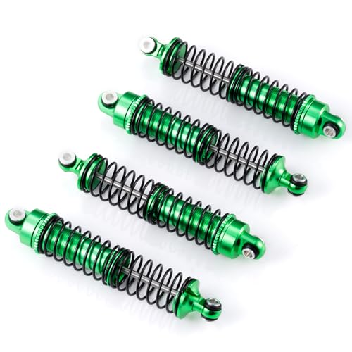 Aluminum Shocks Long Threaded Shock Absorber Front & Rear Full Metal Oil Damper Set Compatible with Traxxas 1/18 LaTrax Teton Desert Prerunner, Replace Parts 7660 7665(4-Pack) (Green) - color: Green