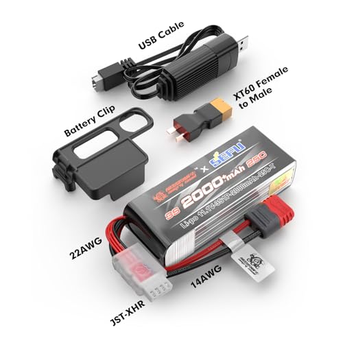 HYPER GO Angry Snail 3S2000 RC Car Upgrade Accessories 3S 11.1V 2000 mAh 25C LiPo Battery, Spare Parts RC Battery All 1/14, 1/16 Scale
