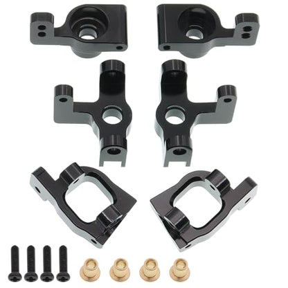 6PCS Metal Front Steering Cup&C seat&Rear Wheel hub Compatible with WLtoys Compatible with WLtoys 1/14 144010 144001 144002 1/12 124016 124017 124018 124019 RC Car Upgrade Parts (Black) - color: Black