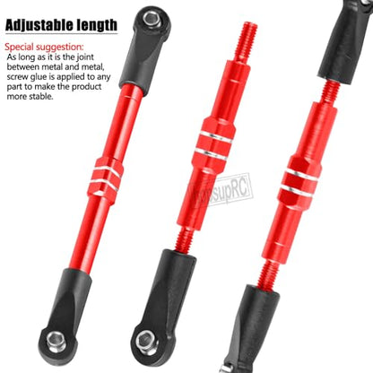 RC Adjustable Turnbuckles Links Upgrades Part for 1/16 Mini Slash 70054-1 RC Car.Front & Rear Aluminium Adjustable Turnbuckles Camber Toe Link Hops Up.Red - color: Red(for 1/16)