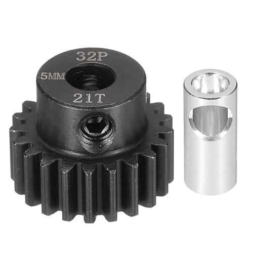 MECCANIXITY Steel 32P Gear Set with Gear Adapter 21T 5mm Shaft Motor Gears for RC Vehicles Truck Drift Car Part, Black - size: 21T