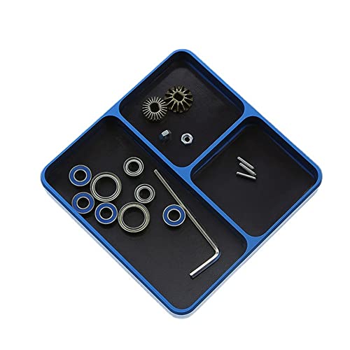 MOUDOAUER CNC Aluminium Magnetic Screw Tray Nut Gasket Storage Tool for RC Car Boat Model Spare Part Accessory - color: Blue