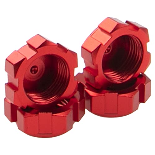 Metal Anti-dust Wheel Hub Cover 17mm Dust Lock Nuts Adapter Compatible with Arrma 1/7 Mojave Felony Infraction 6S 1/8 Kraton Senton Outcast Talion Typhon RC Car (Red) - color: Red