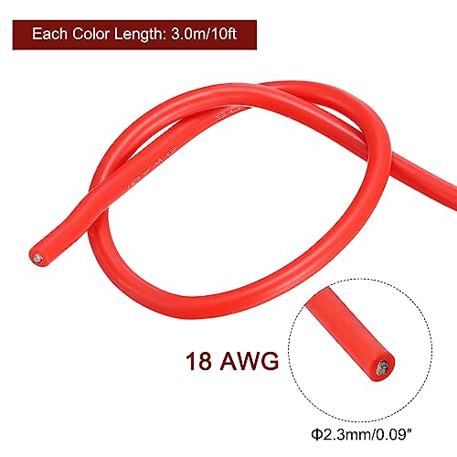 MECCANIXITY 18 Gauge Wire Silicone Wire 18AWG Electrical Wire Stranded Wire Tinned Copper Wire High Temp Hookup Wire 6 Color 3.0m/10ft for Car Model Electric Appliances 6pcs - size: 18AWG, 10ft