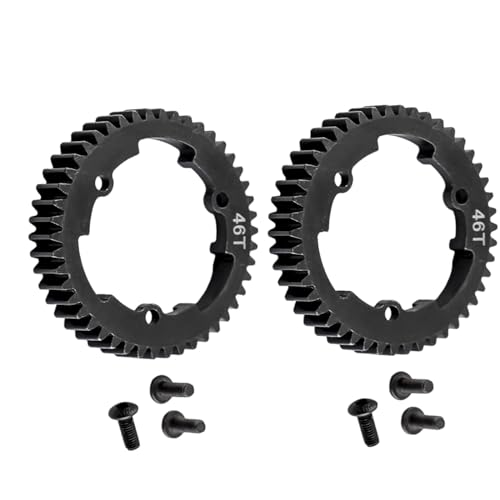2pcs 6447 45#Steel 46T 1 Mod Hardened Steel Spur Gear for Traxxas 1/10 E-Revo 2.0 VXL 1/5 X-Maxx Maxx 1/7 XO-1 (46T) Upgrade Parts - color: 46T