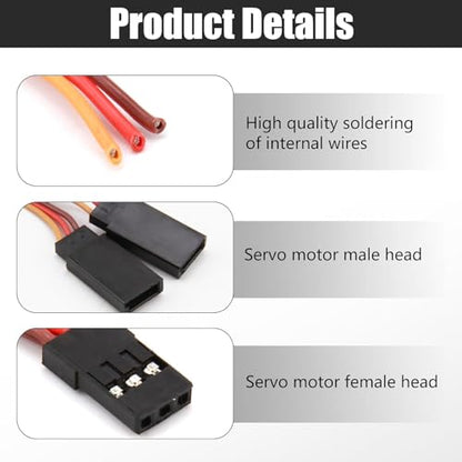 6 Pcs JR Futaba Style Servo 1 to 2 Y Harness Leads Wire Splitter Cable for RC Models Airplane 7CM