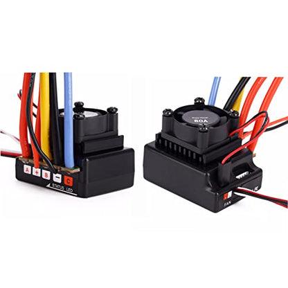80A Sensored Brushless ESC, RC Car Electronic Speed Controller, Adjustable Sensored Sensorless Brushless Motor ESC with 5V/3A BEC for 1:10 Off - Road Trucks and Buggies