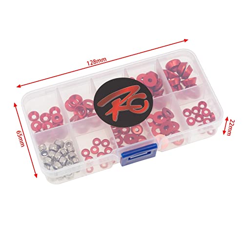 Colorful Washers and Nuts Set for RC Cars - 125 Pieces, Red