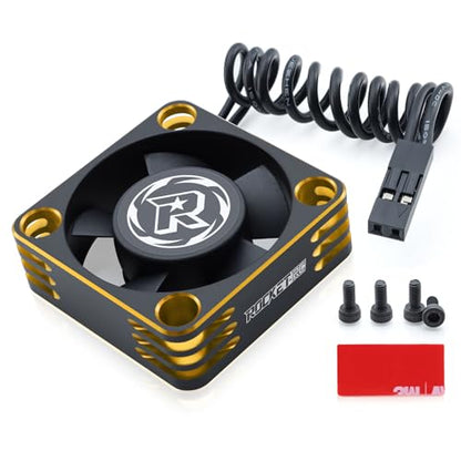 RC Cooling Fan 30mm 28000RPM 8.4V Aluminum ESC Heatsink for RC Car 1/8 1/10 1/12 Scale 540 550 Brushless Motor (Black Gold) - style: 30mm Black Gold