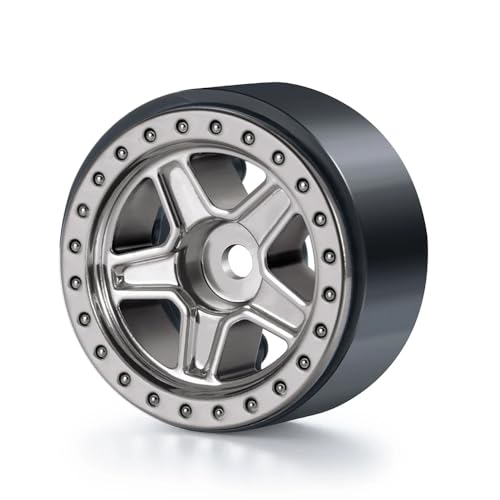 4PCS 1.0inch Wheel Rims RC Plastic 5-Spokes Beadlock Wheel Rim Hub for Axial SCX24 Deadbolt All 1/24 Scale RC Crawler Upgrade Parts Accessories (Titanium) - color: Titanium