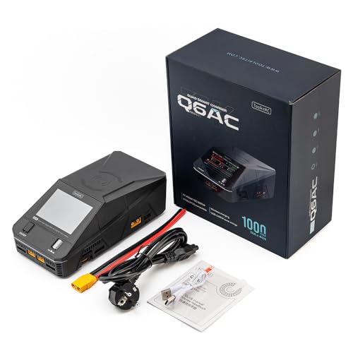 New ToolkitRC Q6AC Multi-Functions Charger with IPS Highlighted Display Screen AC 400W/DC 1000W 4CH Output Built-in 65W for for LiPo NiMH PB Battery