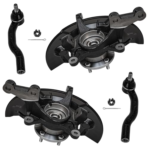 Detroit Axle - 2.5L Front 4pc Steering Knuckles Kit for 2012-2017 | Toyota Camry, 2 Steering Knuckles & Wheel Bearing Hubs 2 Outer Tie Rod Ends 2013 2014 2015 2016 Replacement - size: 4SU50407/Kit