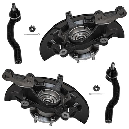 Detroit Axle - 2.5L Front 4pc Steering Knuckles Kit for 2012-2017 | Toyota Camry, 2 Steering Knuckles & Wheel Bearing Hubs 2 Outer Tie Rod Ends 2013 2014 2015 2016 Replacement - size: 4SU50407/Kit
