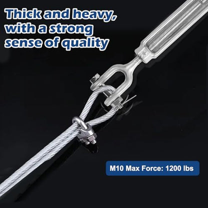 2Pack Heavy Duty Turnbuckle 3/8 * 6Inch,Weather Resistant,M10 Hot Dipped Galvanized Steel Jaw and Jaw Turnbuckle | 1200 lbs Working Load Limit, Weather Resistant,for Tractor,Wire Rope Tension,Sun Shade Tent,Treehouse,Deck - size: 3/8*6inches