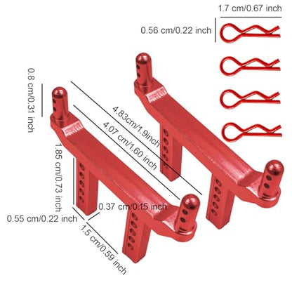2 Pieces of 1/16 Scale RC Body Post Mounting Kit, Replacement Body Shell for Model 16101 16103, Modified DIY, Red - color: Red