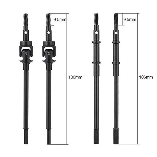 QUE-T 4pcs Steel Crawler Front & Rear Axle Drive Shaft CVD Set for 1/10 RC Axial SCX10II 90046 Car