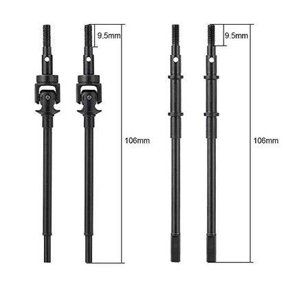QUE-T 4pcs Steel Crawler Front & Rear Axle Drive Shaft CVD Set for 1/10 RC Axial SCX10II 90046 Car