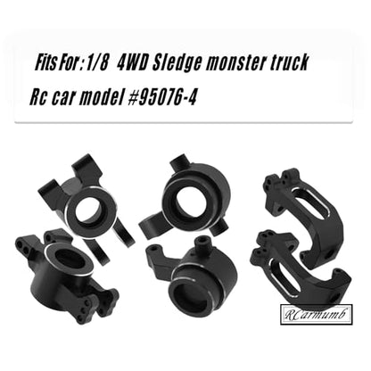 Upgrades Part for 1/8 Sledge 4WD, Alloy Caster Block & Steering Blocks & Rear Stub Axle Carriers Hops up for Sledge 4WD Monster Truck #95076-4,Replace #9537,#9532,#9552,Black - color: Black - 6pcs