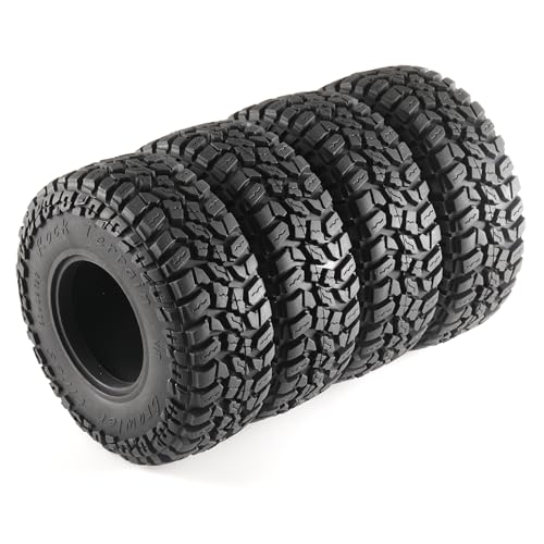 2.2 Rubber Rocks RC Tires with Foam Inserts - 125mmOD Tire Super Soft Rubber for 1:10 Scale Rock Crawlers, Trail Trucks - Compatible with Axial SCX10 90046 AXI03007 D90 Traxxas TRX-4, KM2 Wraith - size: 2.2in