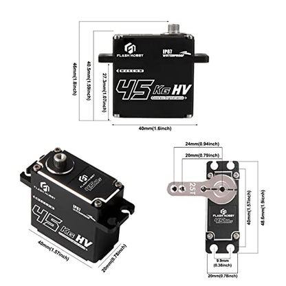 45KG Coreless Servo 8.4V High Torque Full Metal Gear Servo, IP67 Waterproof Steering RC Servo with Control Angle 270° for 1/10 Scale RC Cars, RC Crawler, Trucks & Robot Parts (45KG) - style: 45KG