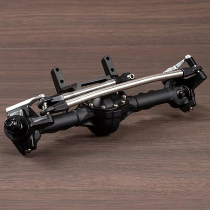 Machined Aluminum Straight Axle Set with SOA Servo Mount Black Silver Anodized for Axial SCX10 II VS4-10 1/10 RC Rock Crawler (Black Front Axle) - color: Black Front Axle