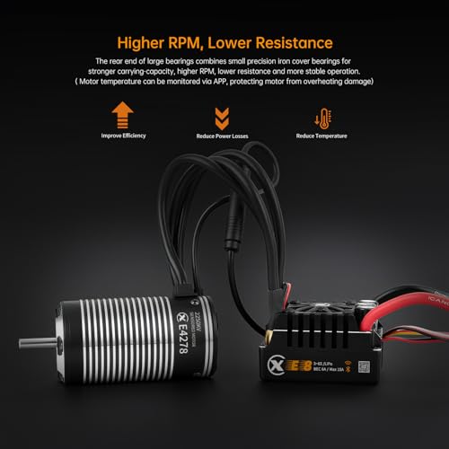XC E4278 & E8 Sensored Brushless Motor and ESC Combo for RC Car,3-6S Lipo,IP67 Water Proof,Applicable to:1/8