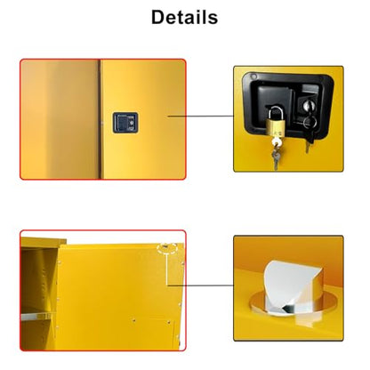 Hazardous Flammable Safety Storage Cabinet 34"x34"x65" Fire Proof Lockers | 65~90 Gallon Safe, Double-Wall Steel, Dual Manual Locks, 2 Adjustable Galvanized Shelves, For Gasoline Liquid Fuel Chemical - size: 65"*34"*34"