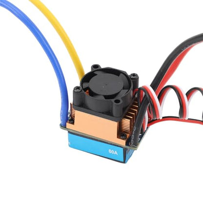 Drfeify 480A Brushed Speed Controller ESC, 480A RC ESC with Cooling Fan Waterproofing ESC for 1/10 RC Car and Boat