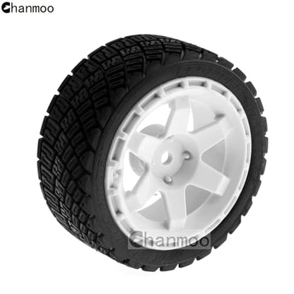 1/10 Rally Tires and Plastic Drift Wheels 12mm Hex RC On Road Tyres for 1:10 Scale Street Car Tamiya TT01 TT02 XV01 TA06 A959 PTG2 144001 HPI KYOSHO HSP PTG2 Traxxas 4PCS