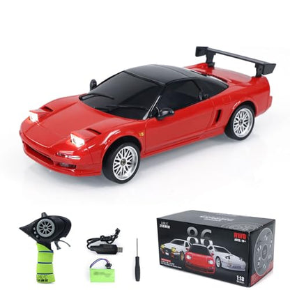 LDRC LD1803 2WD RC Drift Car 1:18 Wireless Control Racing Vehicles Gyroscope Light System Motor Servo ESC Hobby Grade Model, Birthday Gift(Red) - color: Red