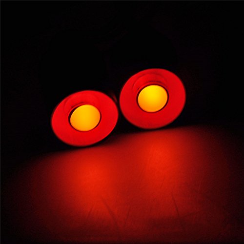 MOHERO 2 LEDs Angel Eyes & Demon Eyes LED Light Headlights for 1/10 RC Model Crawler Cars Headlamps (Red+Yellow, 22mm) - color: Red+Yellow, size: 22mm