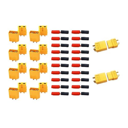 Xt60 Connector, 10 Pairs XT60 XT-60 Male and Female Bullet Connector Power Plug with 20 Pairs of Heat shrinkable Tubes, Suitable for Remote Control Aircraft auto Parts.skrnrhrery