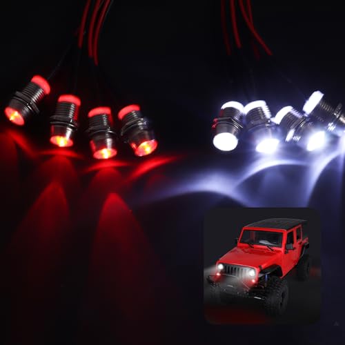 8 LEDs 5 mm LED Light Headlights Taillight Kit Accessories Compatible with Traxxas Arrma Redcat HSP Tamiya Axial SCX10 Losi RC Car Truck Tank Crawler Body Shell