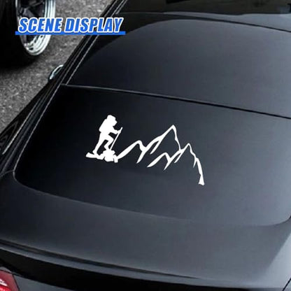 Craedli 2PCS Hiker Mountain Sticker Car Decal, 7.8"×3.3" Waterproof Vinyl Adventure Sticker, Outdoor Nature Hiking Car Window Bumper Decals for SUV Truck Auto Laptop (White) - color: White