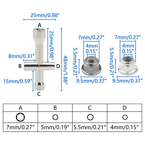 16pcs M4 Lock Nuts Set for 1/10 RC Car - Titanium Gray Aluminum & Silver Steel with Hex Driver | RC Tool Kit & Nut Driver for Traxxas Axial Tamiya Wheel Replacement - color: Gray & Silver