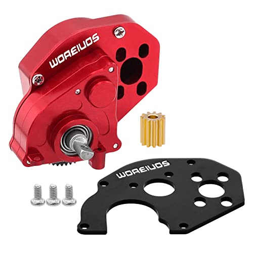 Complete Transmission Gearbox with Steel 0.3 Mod Transmission Gear for Axial SCX24 Deadbolt C10 JLU Gladiator Bronco 1/24 RC Crawler Car Upgrade (Red) - color: Red