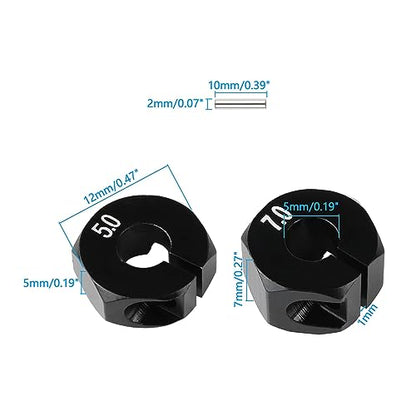 5mm & 7mm Thickness Aluminum 12mm Hex Wheel Hub Adapters with Screws Pins for 1/10 RC Cars Buggy Truck Crawler HSP Traxxas Redcat Arrma Tamiya etc, Black