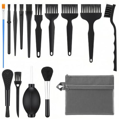 15 Pcs Anti Static Model Cleaning Brush Kit Dusting Tool Set with Air Blower and Double Layer Storage Bag Precision Dusting Tools for Models Figures, Electronics and Museum Artifacts Craft