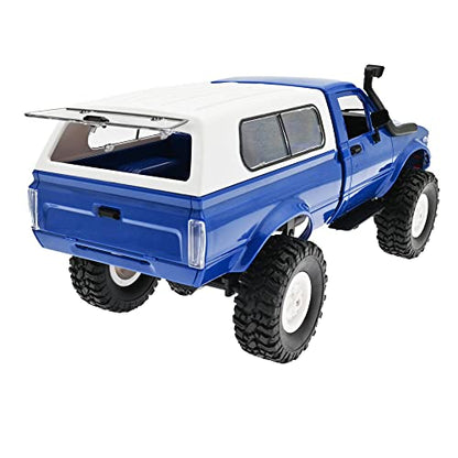 RC Rock Crawler WPL C24 RTR 1/16 Pickup Trucks Blue with LED Lights 2.4Ghz 4x4 Off-Road RC Semi Trucks All Terrain Car, RC Crawler Remote Control Truck for Adults